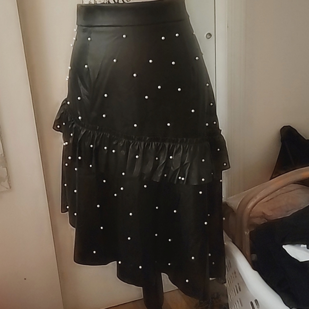 Black faux leather skirt